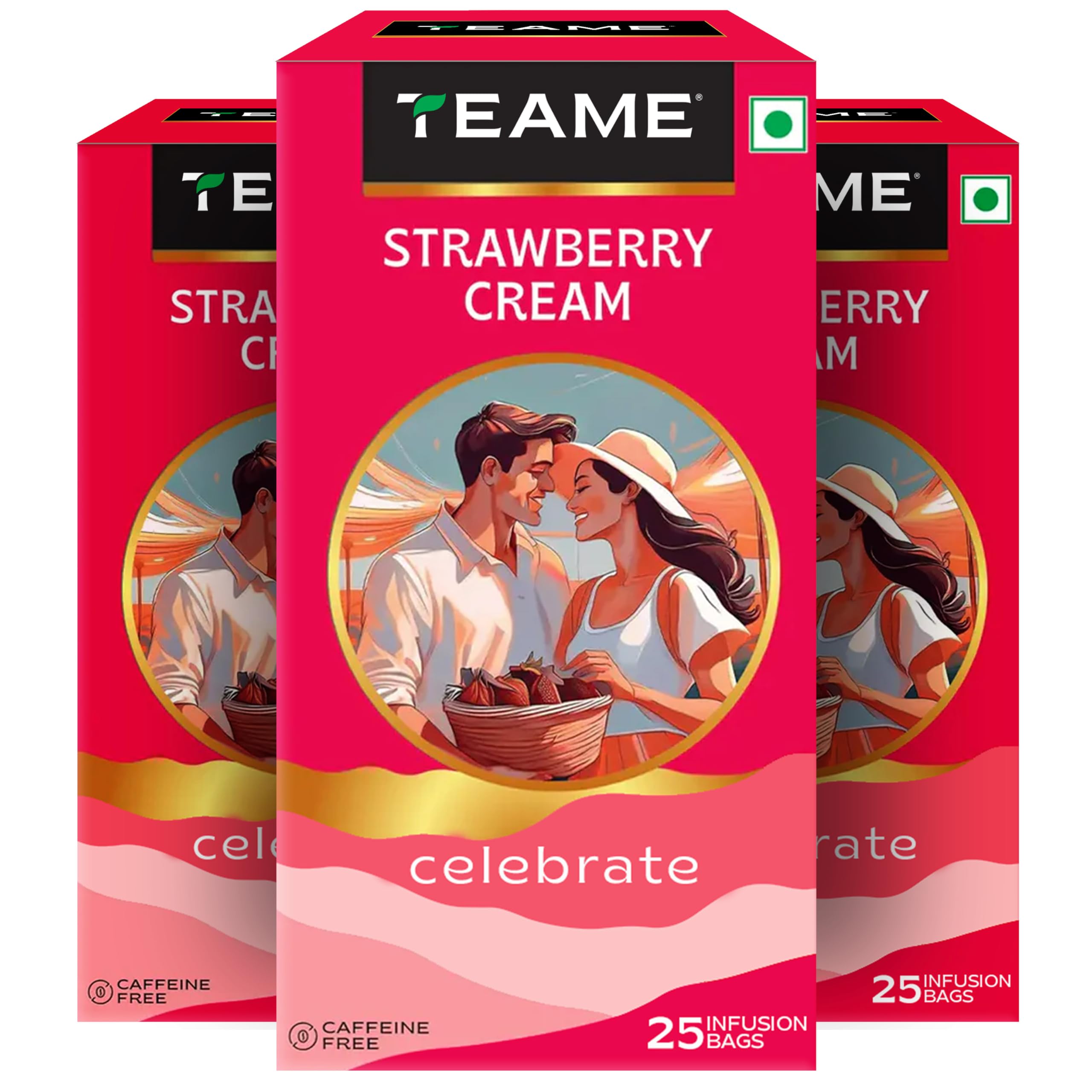 TE-A-ME Strawberry Cream Tea 25 Tea Bags (Pack of 3) | Caffeine Free | Sugar Free | Strawberry Cream Tea-image-29