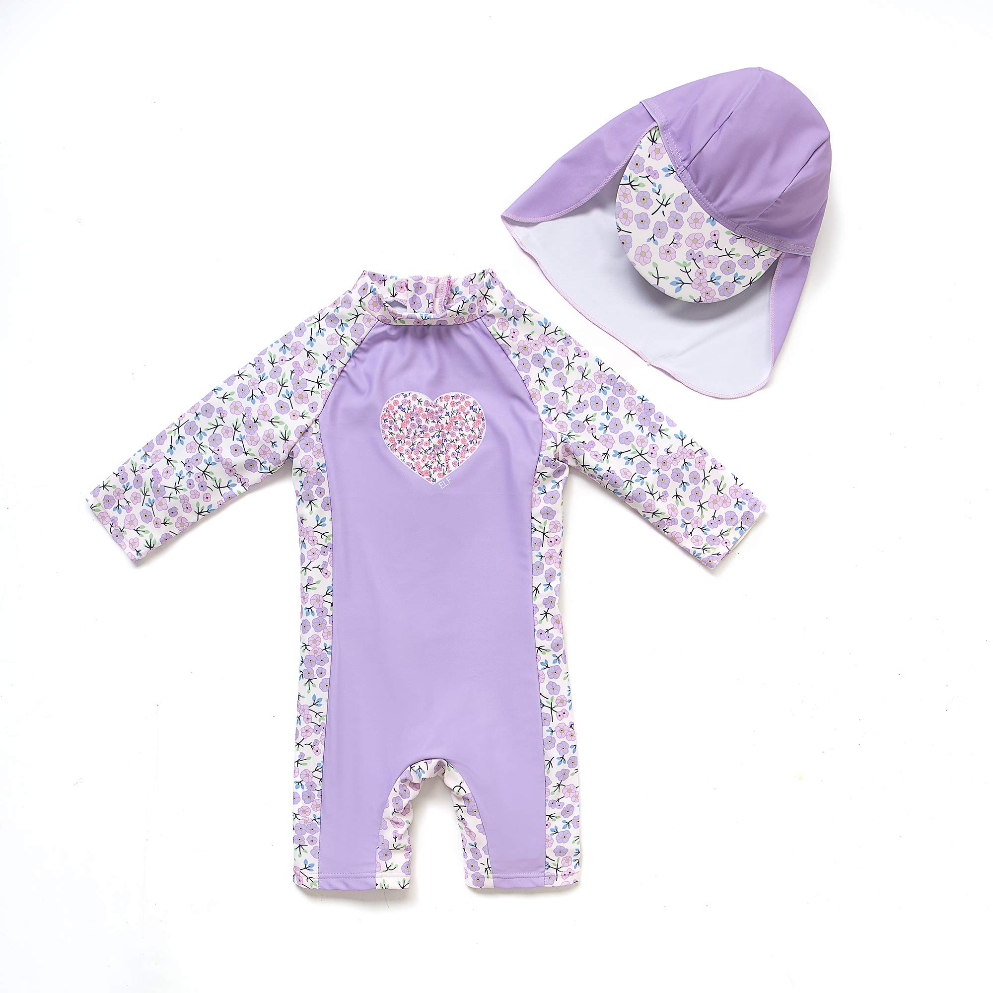 BONVERANO Costume Intero Resistente alle Maniche a 3/4 per Neonate Protezione UV 50+