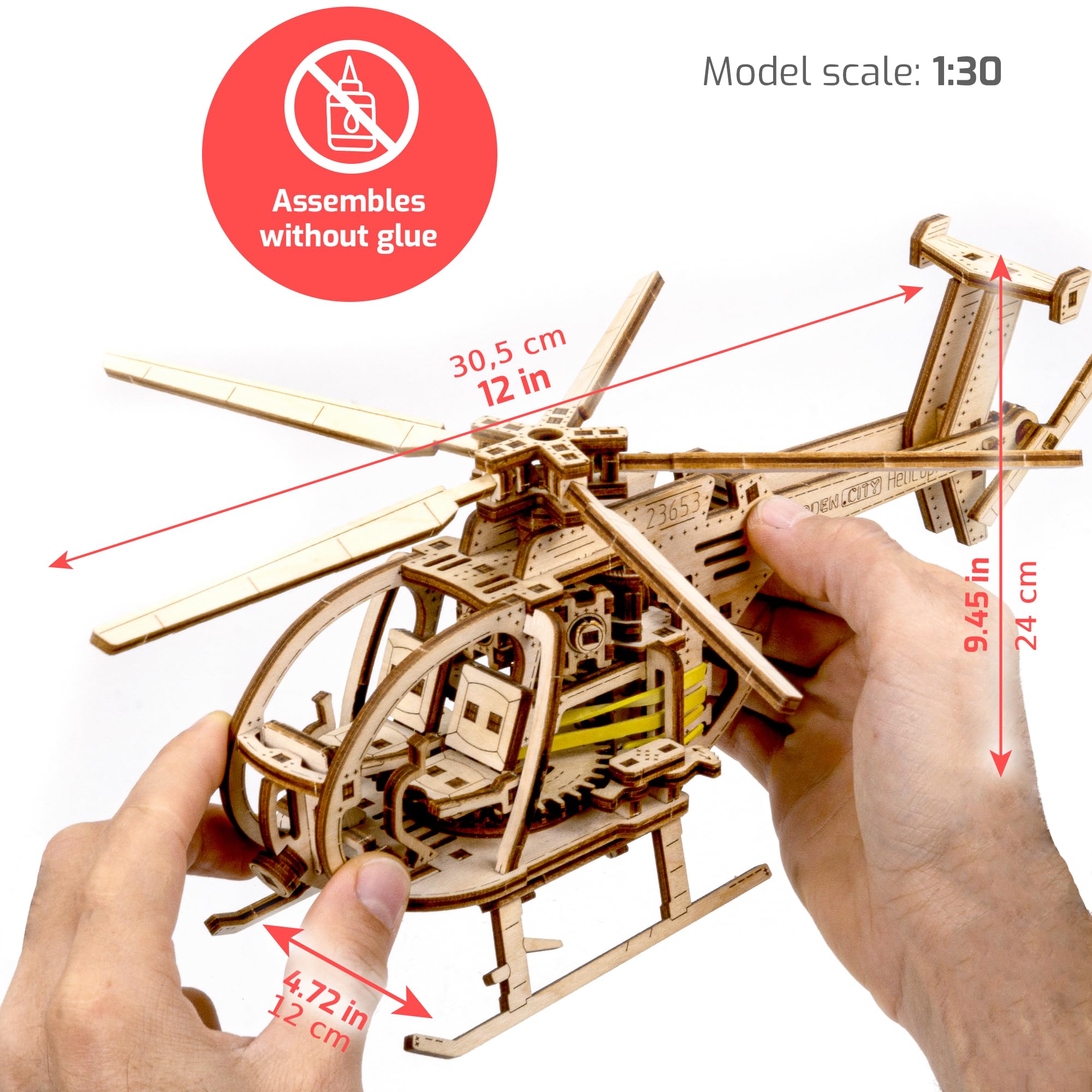 Amazon | WOODEN.CITY ヘリコプター 3D 木製パズル – 大人用木製モデル
