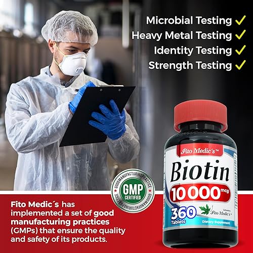 Miniatura 5 de FITO MEDIC'S Laboratorio  biotina 10000mcg  pestaña 360  biotina  suplemento de biotina  biotina vitaminas  pastillas de biotina  biotina para el