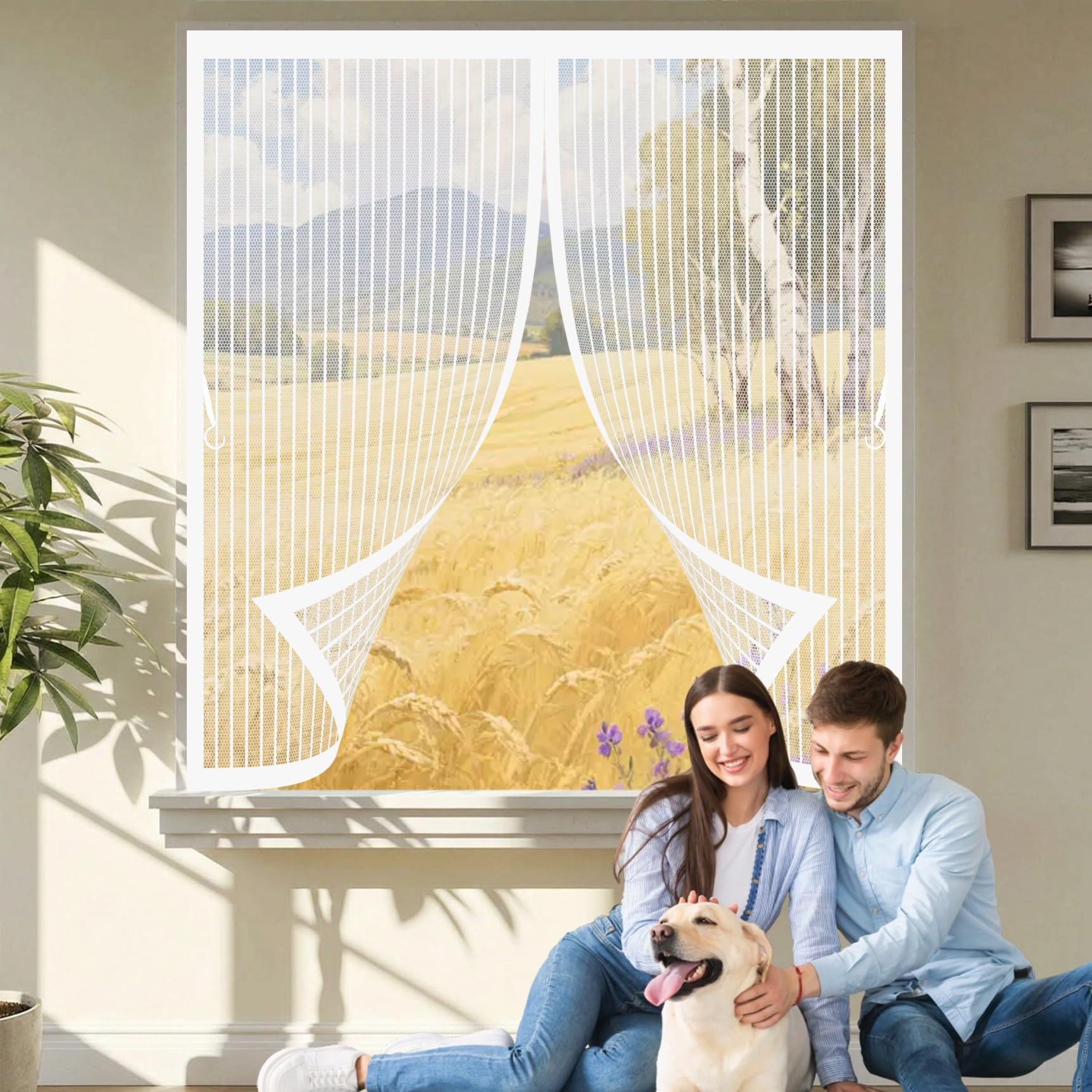 Moustiquaire fenêtre 140x120 cm blanche anti mouche auto