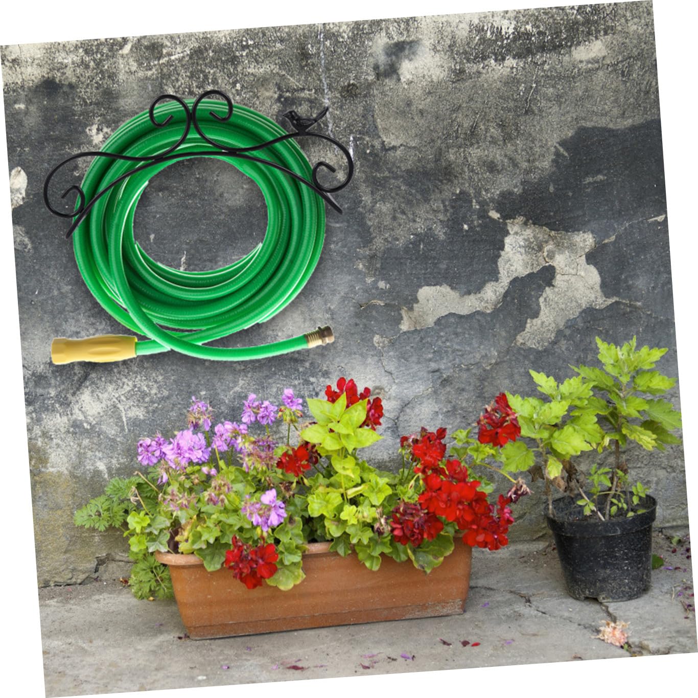 Wandmontierter Gartenschlauchhalter aus Eisen, Antik Elegant, Schwarz