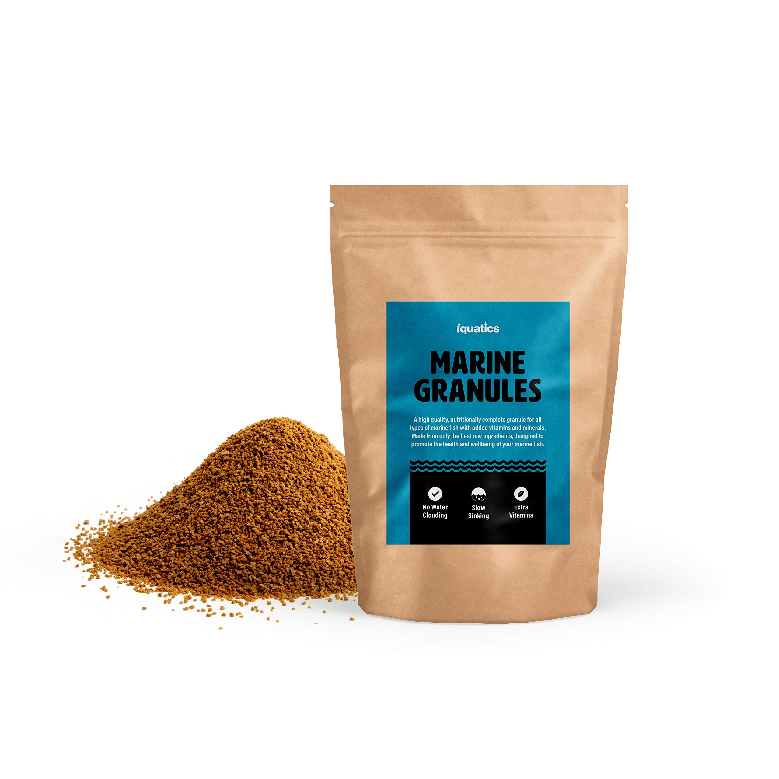 iQuatics Marine Perfectly Nutritional Balanced Fish Food Granules Medium For all Marine Fish - 300G