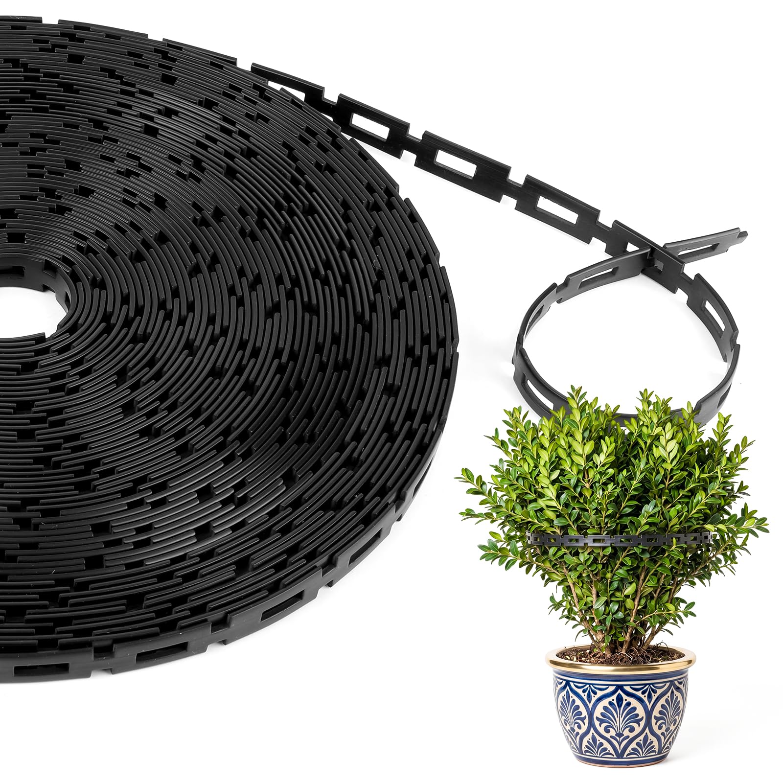 UNIFAMILY 30 m lange Baumbinder, 1,27 cm breit, Kettenschloss, Baumgurte, verstellbar, Gummi-Pflanzenbänder, flexibel, wiederverwendbar, zum Anlehnen von Baum, Gartenzubehör
