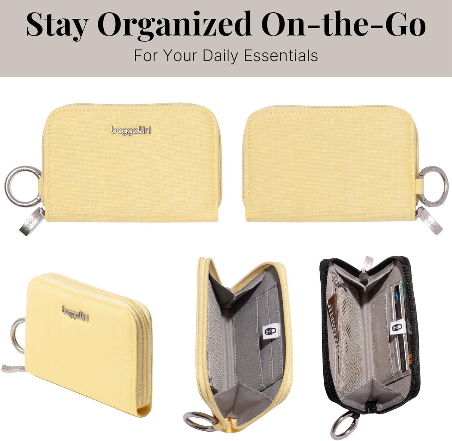 Baggallini Deluxe Card Case - Lightweight 5.5"x3.3" RFID Protected Womens Wallet Card Holder