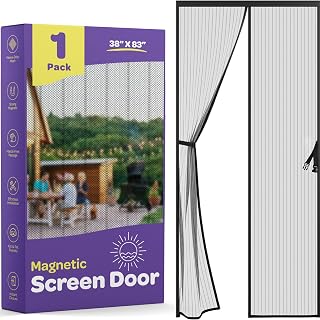 Hands-Free Magnetic Screen Door, Heavy Duty, Self Sealing Screen Door Mesh Protector, Pet and Kid-Friendly, Stay-Open Buckle, Fits Door Size (38" x 83") Keeps Bugs Out While Letting Nature in.