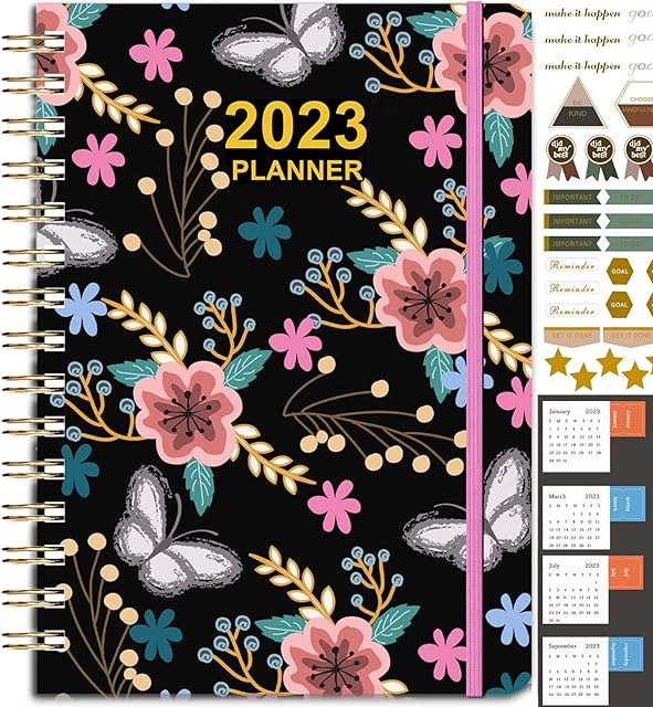 Nitukany Diary 2023 Week to View, Jan 2023 - Dec 2023, 8.5" x 6.3", Hardcover with Elastic Closure,Twin-Wire Binding,Thick Paper,Inner Pocket