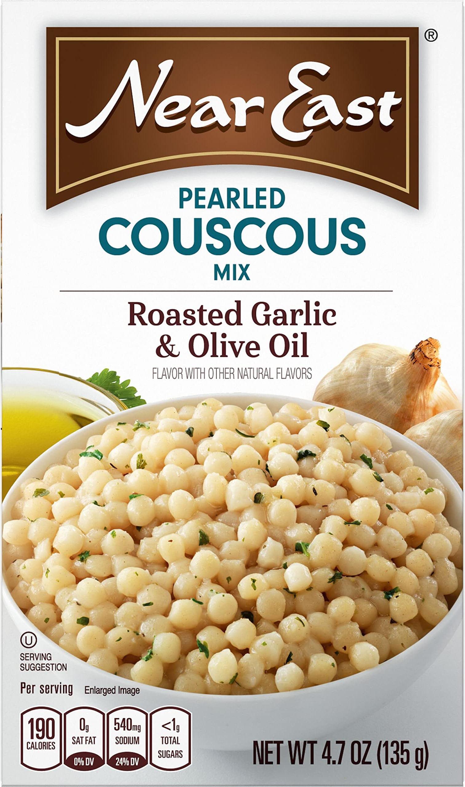 Oil Pearled Couscous, Roasted Garlic & Olive, 4.7 Ounce, Pack of 12 (Package May Vary)