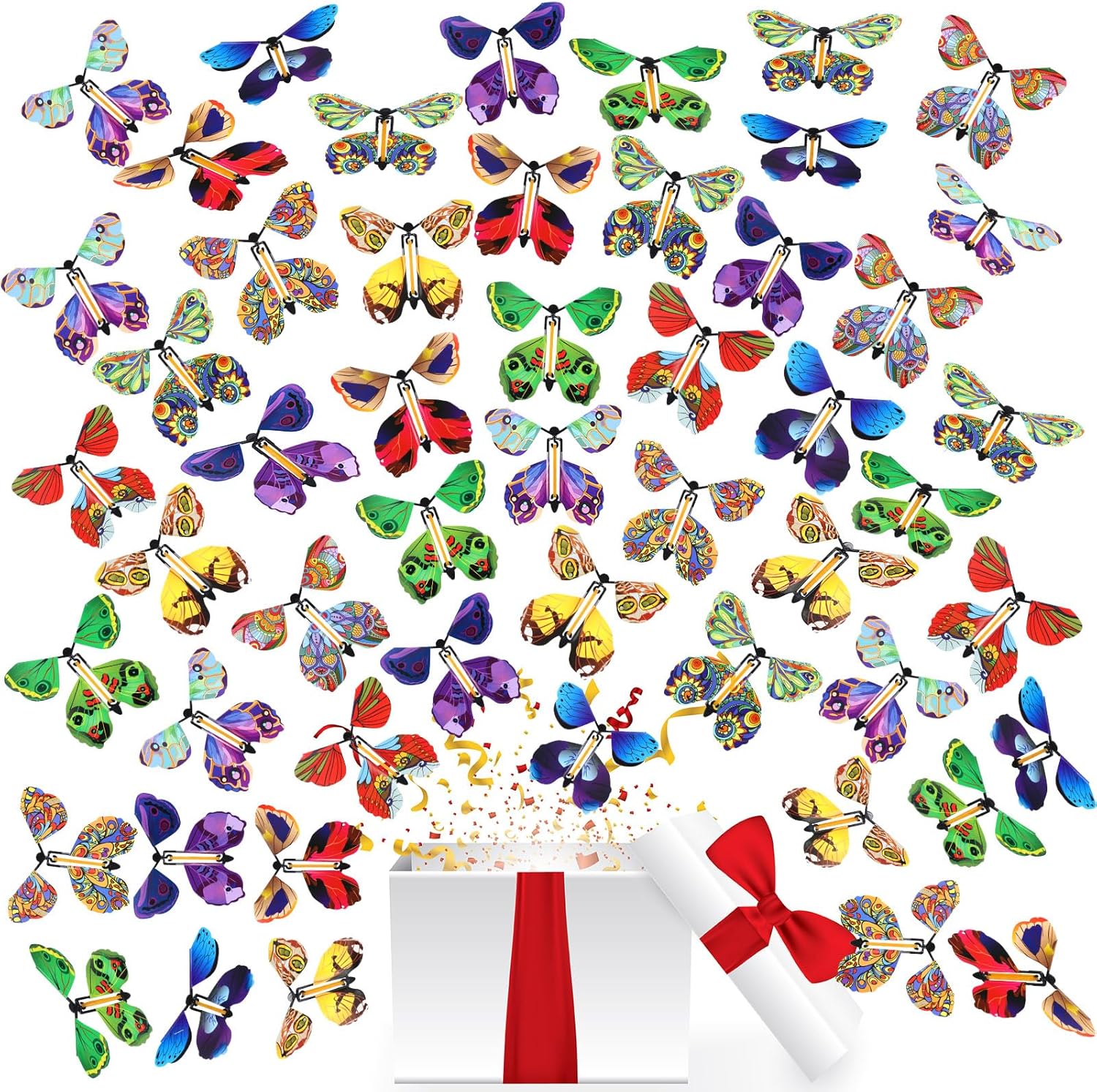 Lenwen 100 Pcs Magic Flying Butterfly Wind up Butterfly
