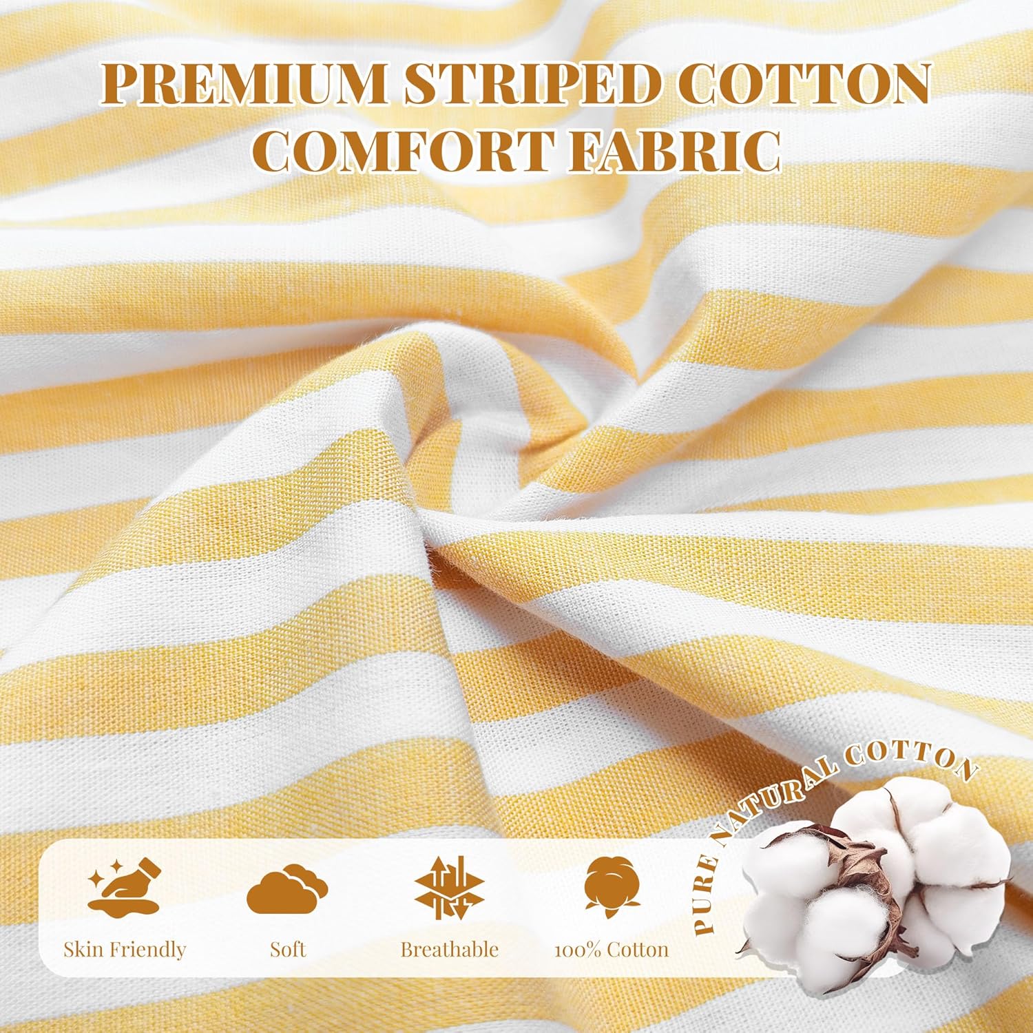 U2SKIIN Womens Striped 100% Cotton Pajama Pants, Soft Lounge Pj Bottoms with Pockets Lightweight - Image 2