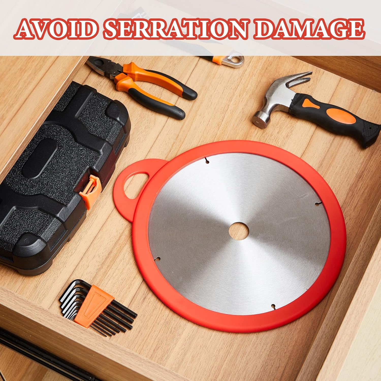 Nuanchu 5 Pieces 12'' Silicone Saw Blade Storage Protector Holder Cover for Circular Miter Tablesaw Blades and Table Saw Accessories, Red