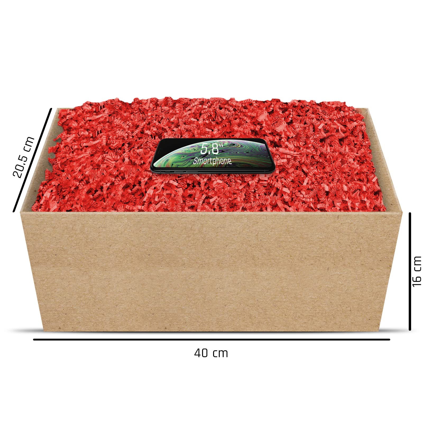 Matériau de remplissage/d’emballage pour cadeau, écologique, plusieurs couleurs, de 125 g à 1 kg, rouge vif, 1 kg