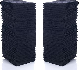 SIMPLI-MAGIC 79217 Black Cotton Washcloths, 12" x 12", 24 Pack