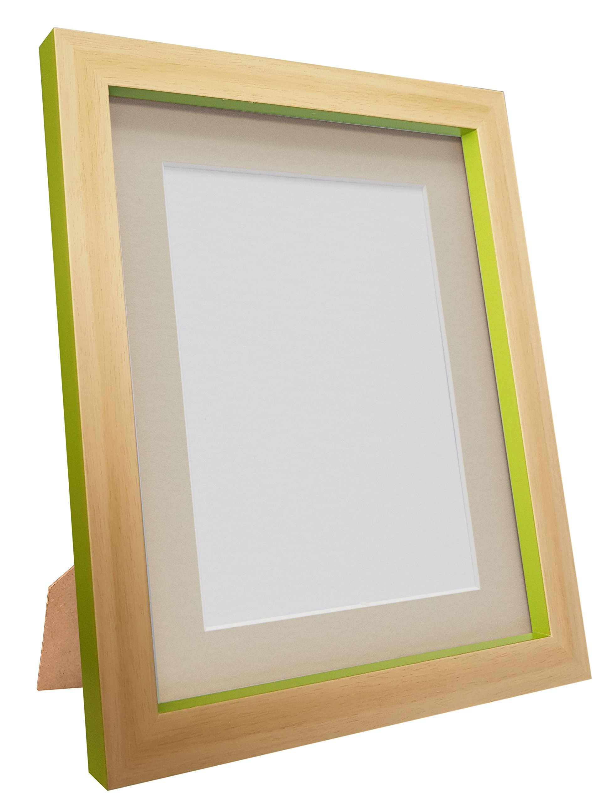 Magnus Beech Picture Photo Frame, Green with Light Grey Mount, 20 x 16 Image Size 16 x 12 Inch, Plastic Glass — image 1