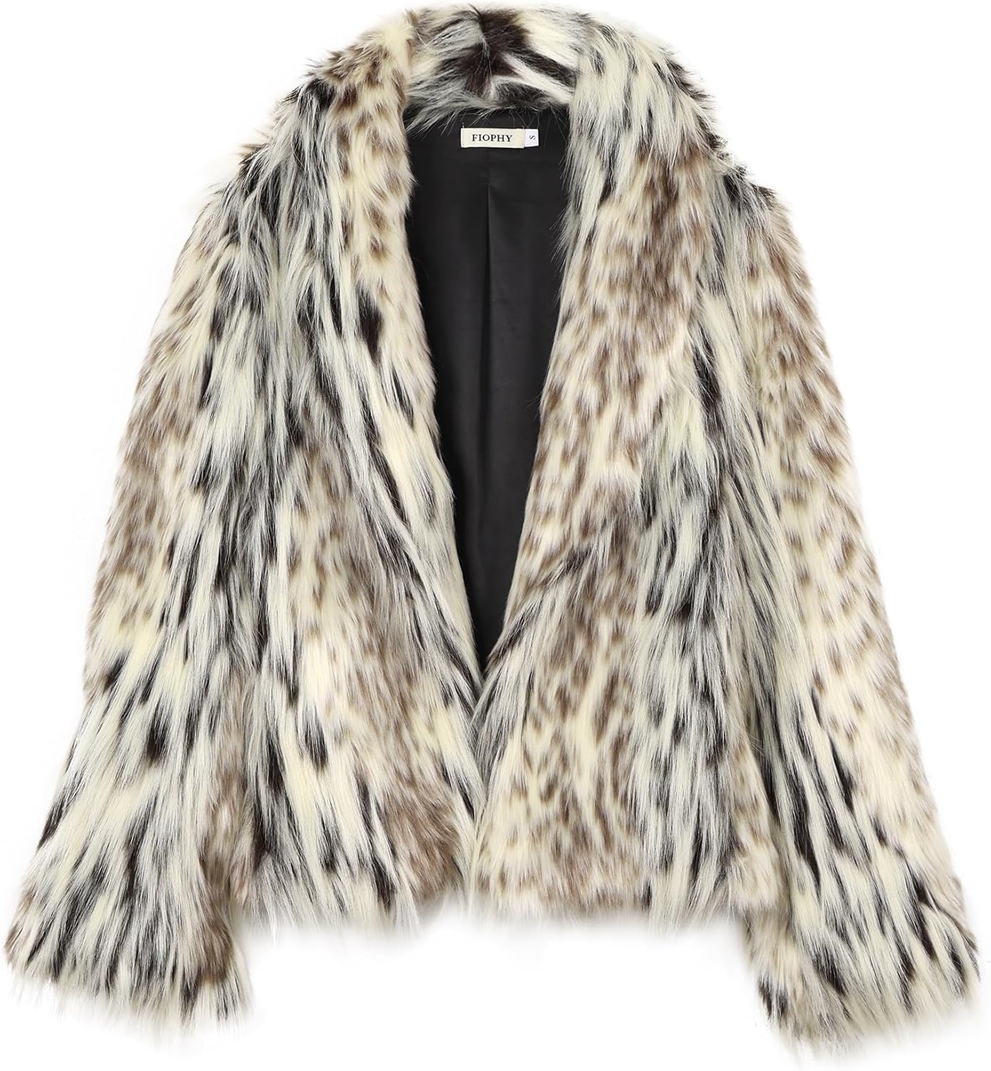 Women's Faux Fur Winter Coat Open Front Long Sleeve Fluffy Tabby Leopard Mix Color Coat With Pockets - Image 7