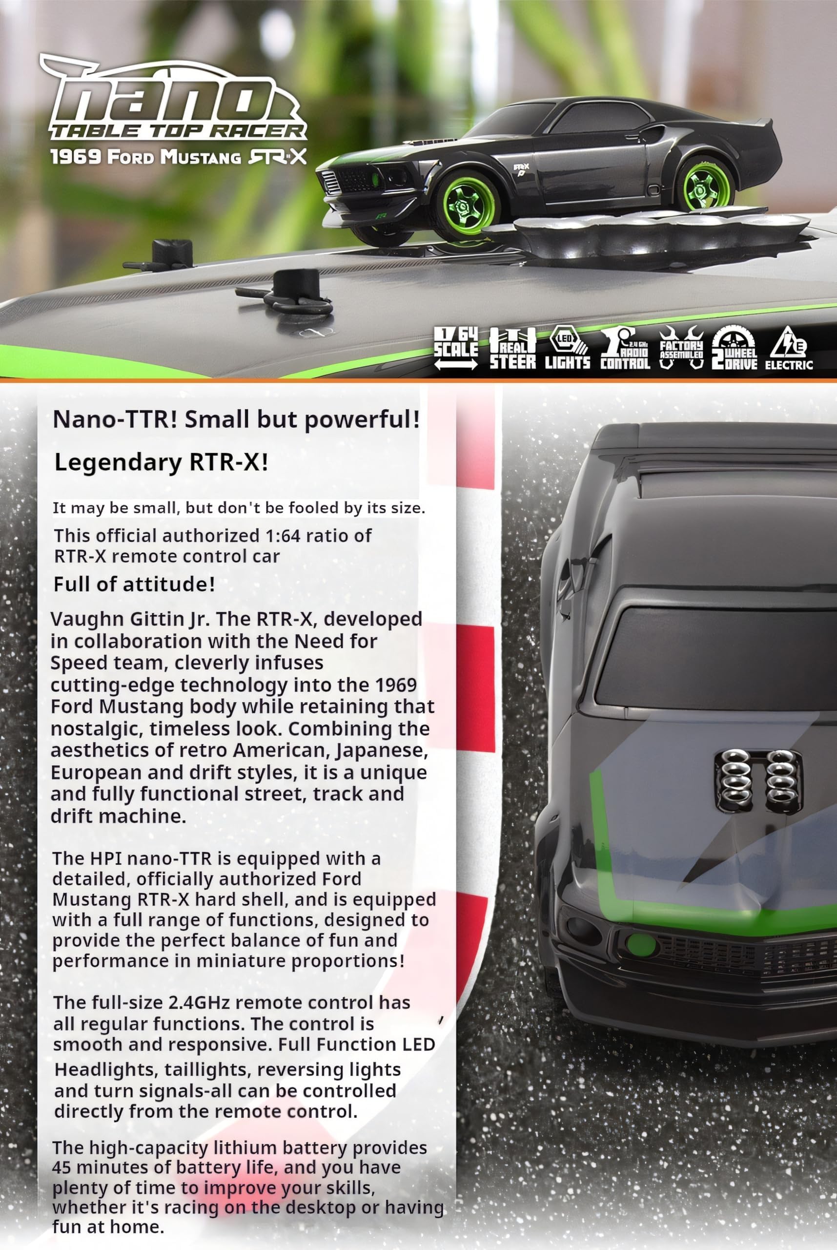 HPI TCXドリフト Amazon.com: HPI Nano TTR 1:64 RC Drift Car – LED Lights, Turn