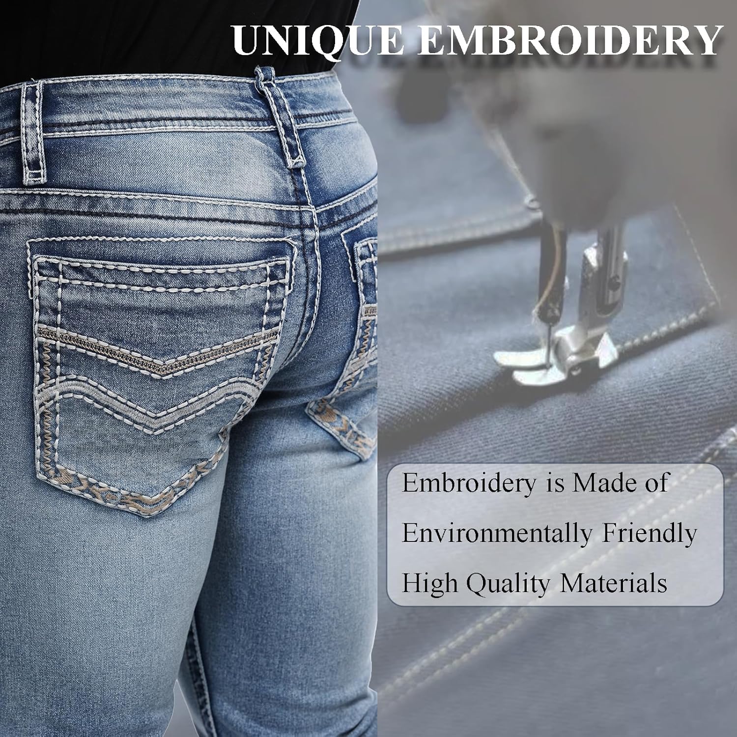 Classic Fit Jeans for Men Embroidered Design All Season Adult Denim Work Pants Everyday Casual Style Men's Pants - Image 3