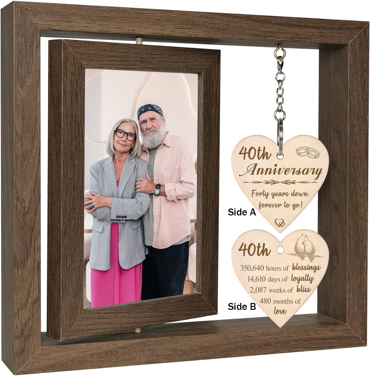 EYITUPC 40th Wedding Anniversary Photo Frame Gifts, Ruby Anniversary Frame for Couple Parents