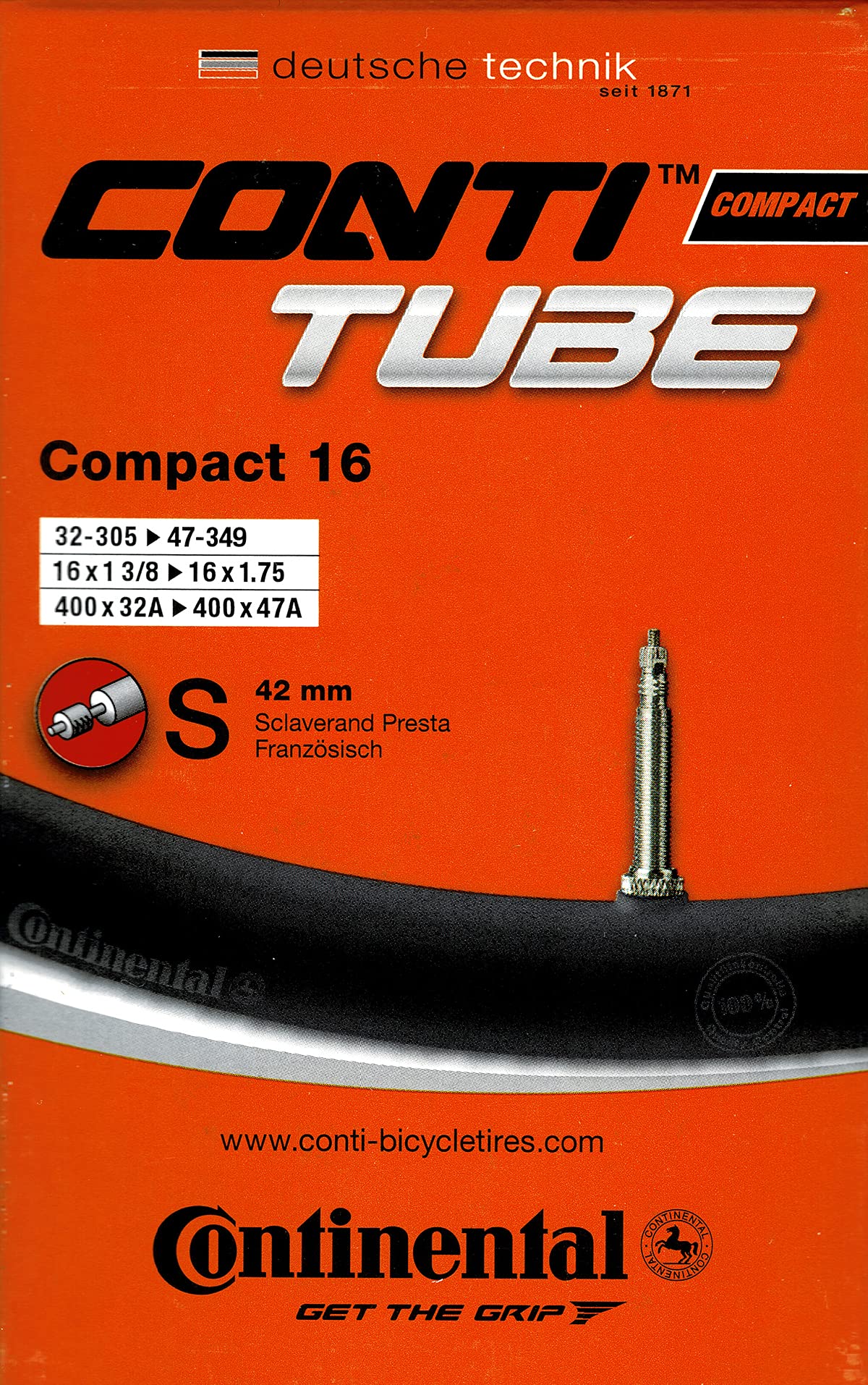 Continental 1811210000 Inner Tube, Other, [32-305->47-349]