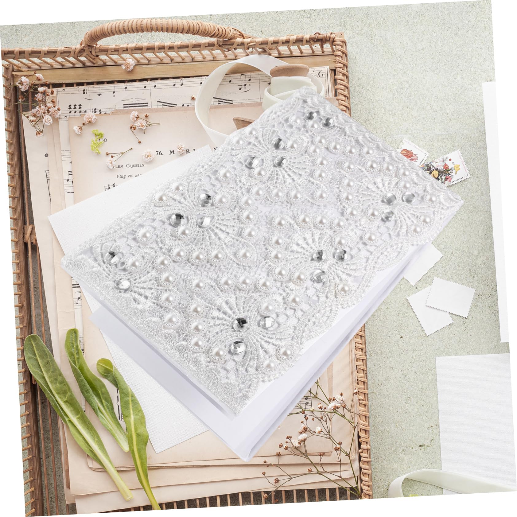 COLLBATH Gästebuch für Hochzeit mit Strasssteinen und Perlen Weiß | Abschlussfeier, Shower, Wedding Receptions, Gästebücher zum Unterschreiben