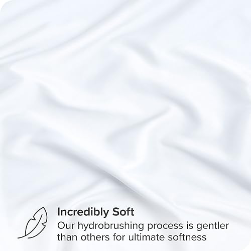 Miniatura 2 de Bare Home Juego de sábana bajera + funda de almohada, microfibra ultrasuave 1800 de alta calidad, resistente a las arrugas (Queen, blanco)