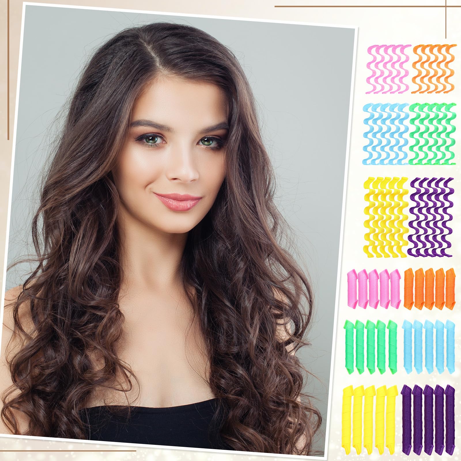 Giegxin 60 Pcs Heatless Wave Curlers, 2 Styles Hair Rollers