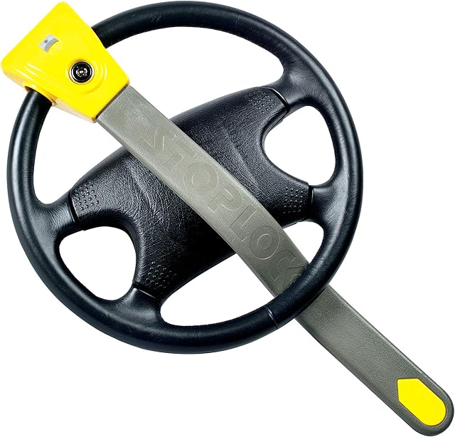 Stoplock HG 134-59 Oryginalny zamek zabezpieczający przed kradzieżą Zamek kierownicy - urządzenie zabezpieczające przed kradzieżą do samochodów i innych pojazdów, żółty