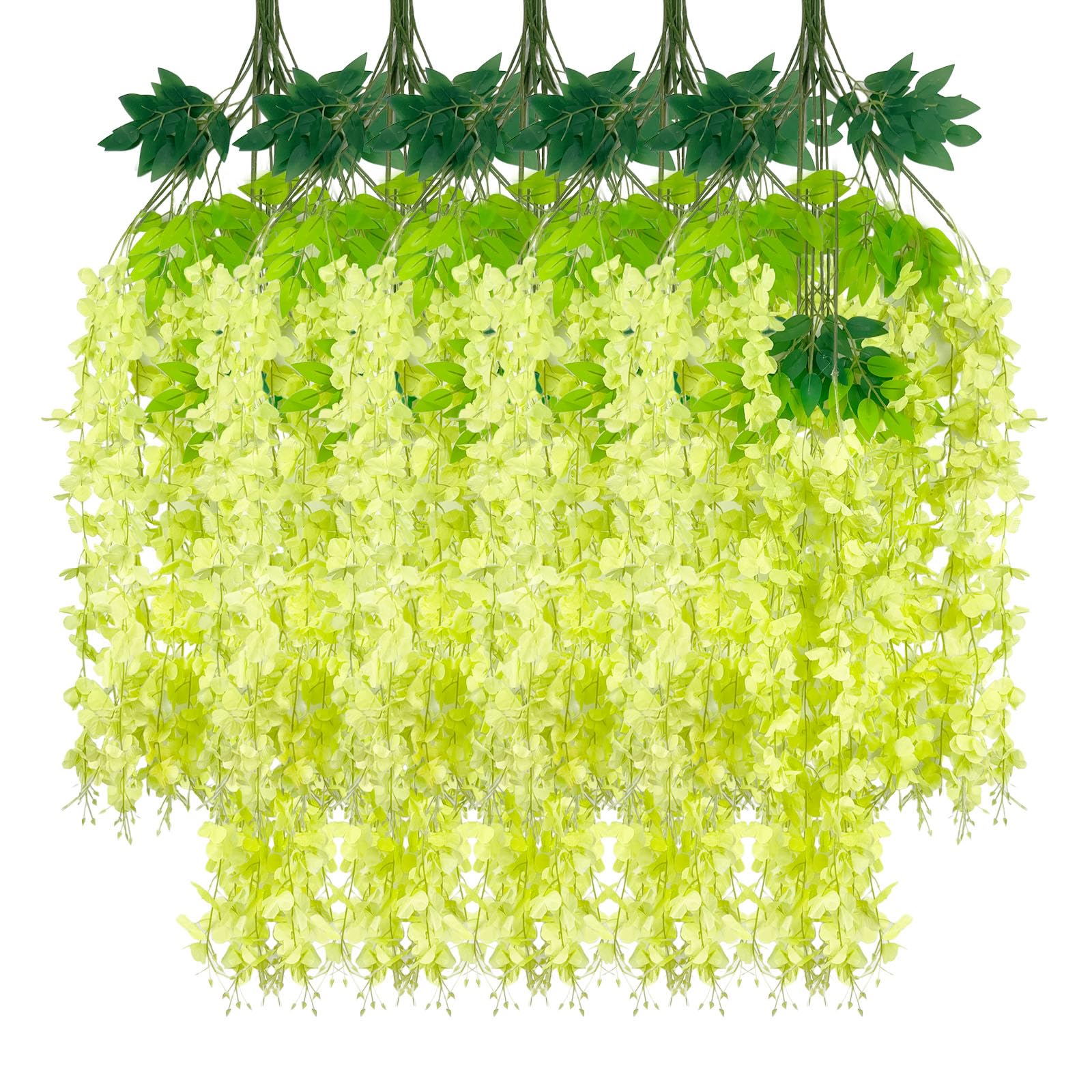 Luerbi Pack of 24 Hanging Green Wisteria Garlands, 3.3 FT, Artificial Wisteria Garland, Artificial Flower Hanging Garland for Backdrop, Yard, Garden