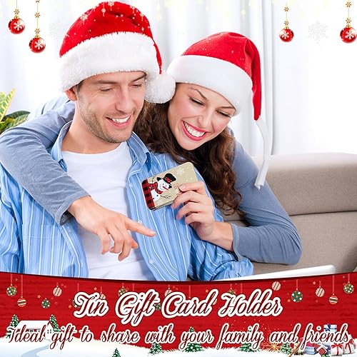 Miniatura 7 de Yexiya Paquete de 24 soportes para tarjetas de regalo de Navidad de 4.33 x 2.6 pulgadas, cajas de metal para tarjetas, latas, tarjetas de regalo de
