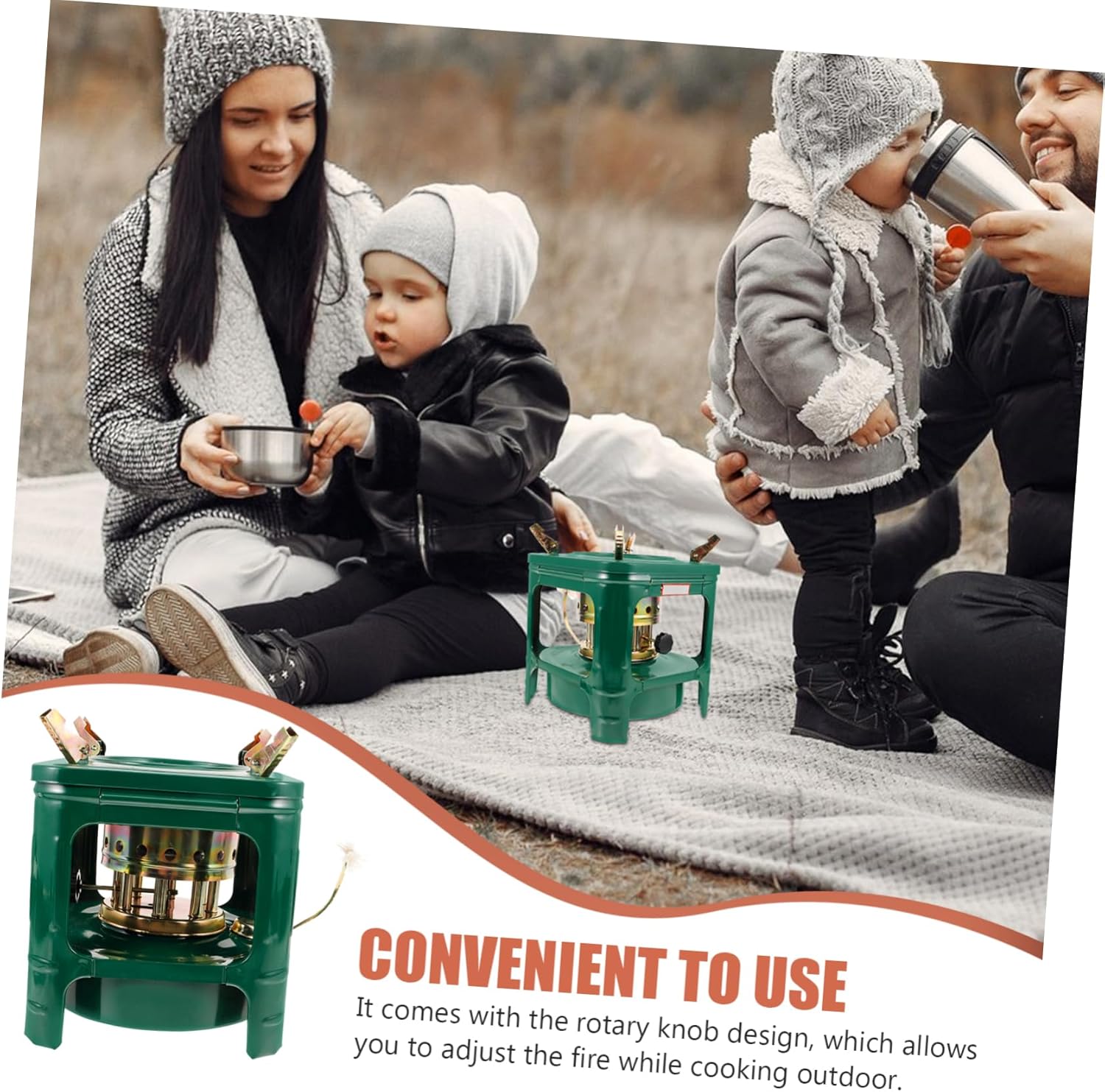 Happyyami Portable Outdoor Kerosene Stove Small 8-Wick Burning Stove with Adjustable Flame Rotary Knob for Camping Tent Cooking and Heating 7.08X7.08X6.88In