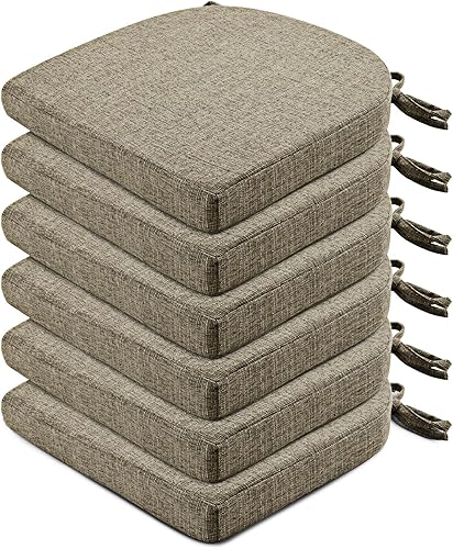 Miniatura 56 de Wellsin Chair Cushions for Dining Chairs 4 Pack - Kitchen Chair Cushions with Ties and Non-Slip Backing - Dining Chair Pads 16"X16"X2", Beige