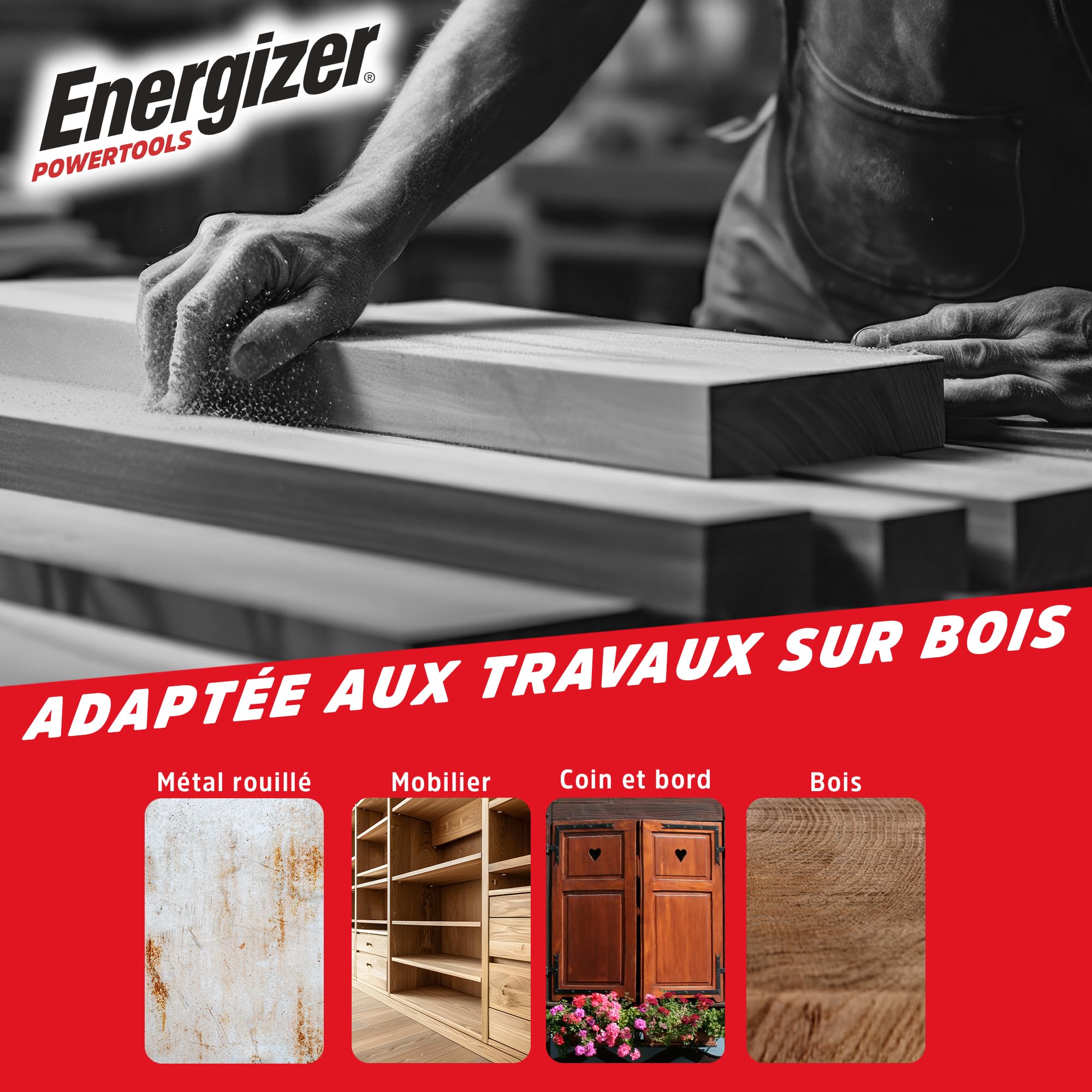 Energizer - Levigatrice Orbitale Multifunzione Triangolare Senza Fili 20V con Batterie Incluse – 10000 OPM, Sacchetto Aspirapolvere, 10 Fogli Abrasivi Inclusi (P60/80/120), Ideale per Finiture e Fa
