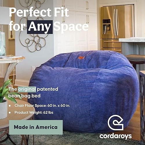 Miniatura 10 de CordaRoys Puf de pana silla convertible se pliega de puf a cama como se ve en Shark Tank gris tamaño Queen