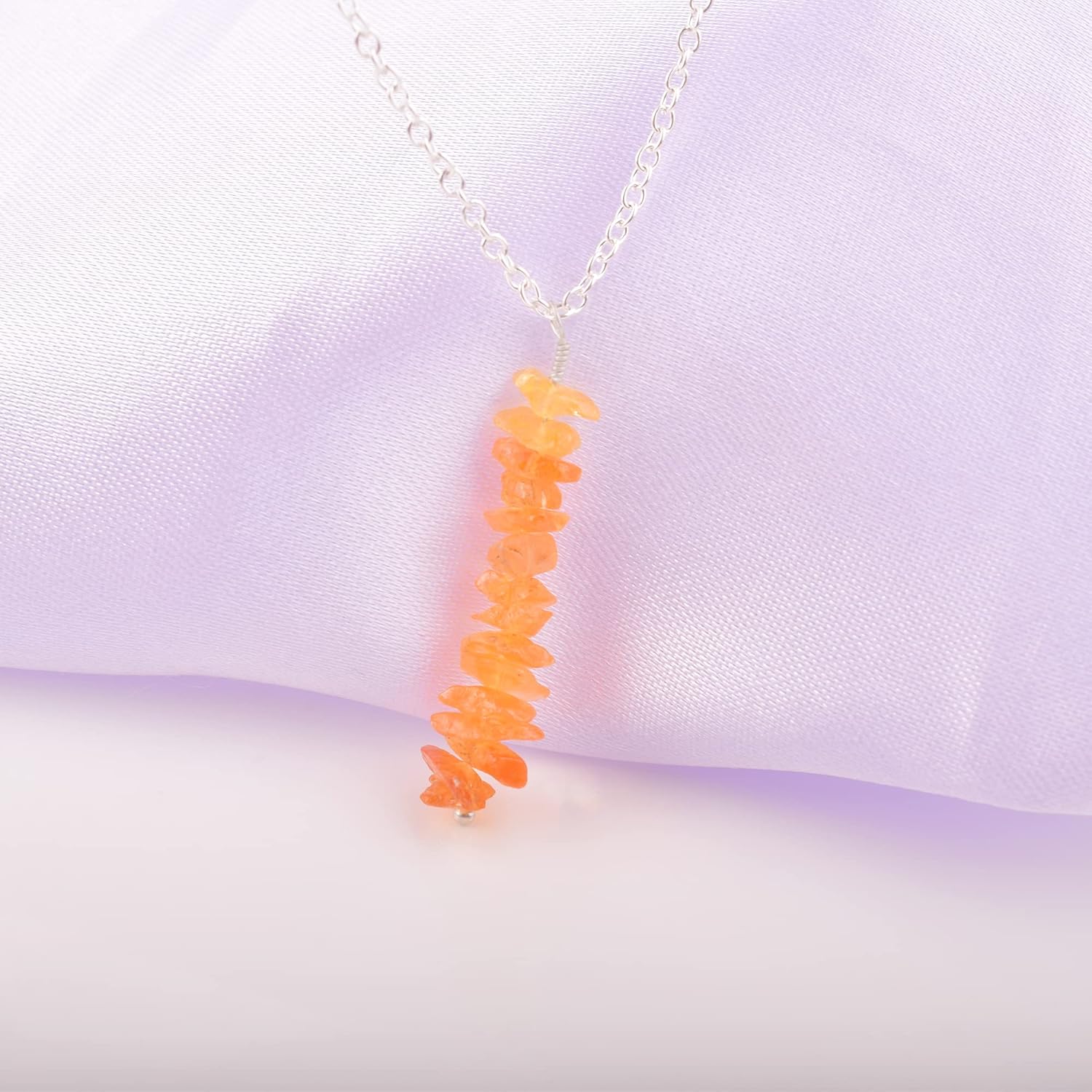 Natural Orange Sapphire Rough Pendant Necklace, Raw Gemstone, Energy Healing Crystals, Birthday, Gift for Her, Gemstone Jewelry 18 inch AAA+ Quality (Orange Sapphire) - Image 6