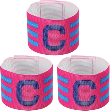 PATIKIL 12.2x2.5 Soccer Captain C Armband, 3 Pack Nylon Unisex Elastic Arm Badge Adjustable for Youth Adult Team Training, Red