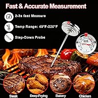 Vista 7 de Meat Thermometer Cooking Thermometer Stainless Steel Kitchen Thermometer Temperature Labeled for Poultry, Pork, Beef
