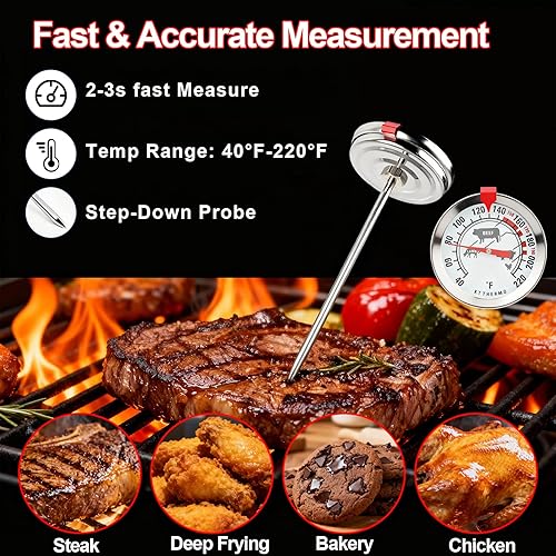 Miniatura 7 de Meat Thermometer Cooking Thermometer Stainless Steel Kitchen Thermometer Temperature Labeled for Poultry, Pork, Beef
