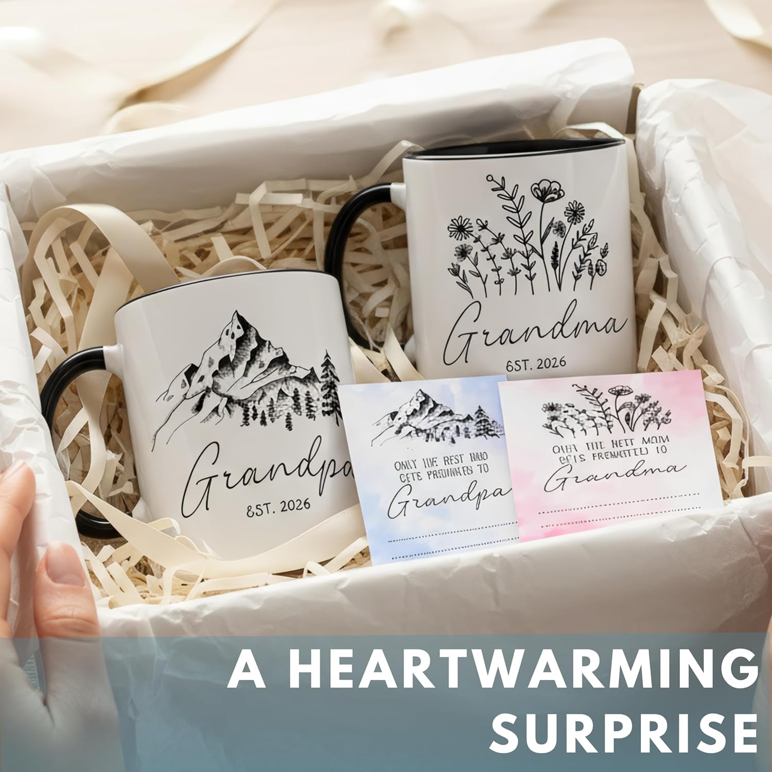 Vivulla68 Promoted to Grandparents Mug 2026 with Greeting Card – Christmas Pregnancy Announcement Gift for New Grandma and Grandpa – First Time Grandparents Coffee Cup, Grandma And Grandpa Mugs - Image 3