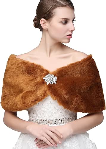 Sarahbridal Women's Shawl Wrap Faux Fur Scarf Stoles for Wedding