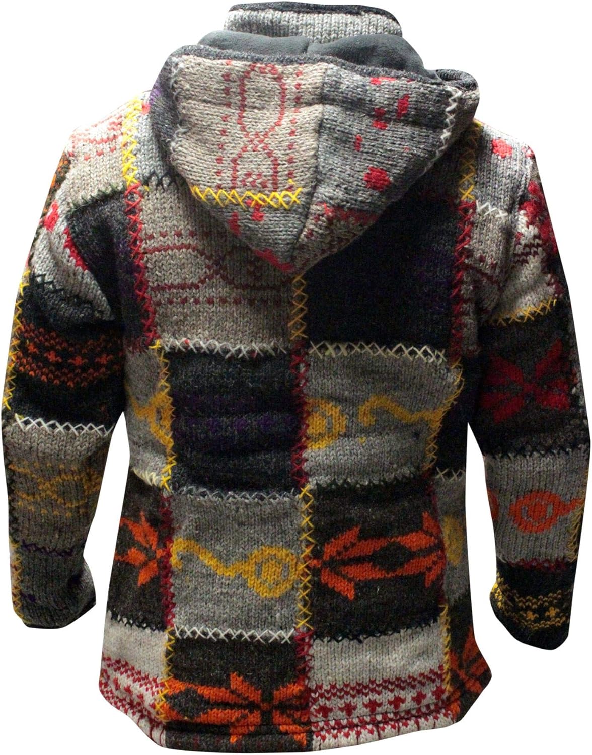Shopoholic Fashion Patchwork Designed High Neck Hippie Boho mens winter jacket, Multicolor - Image 7