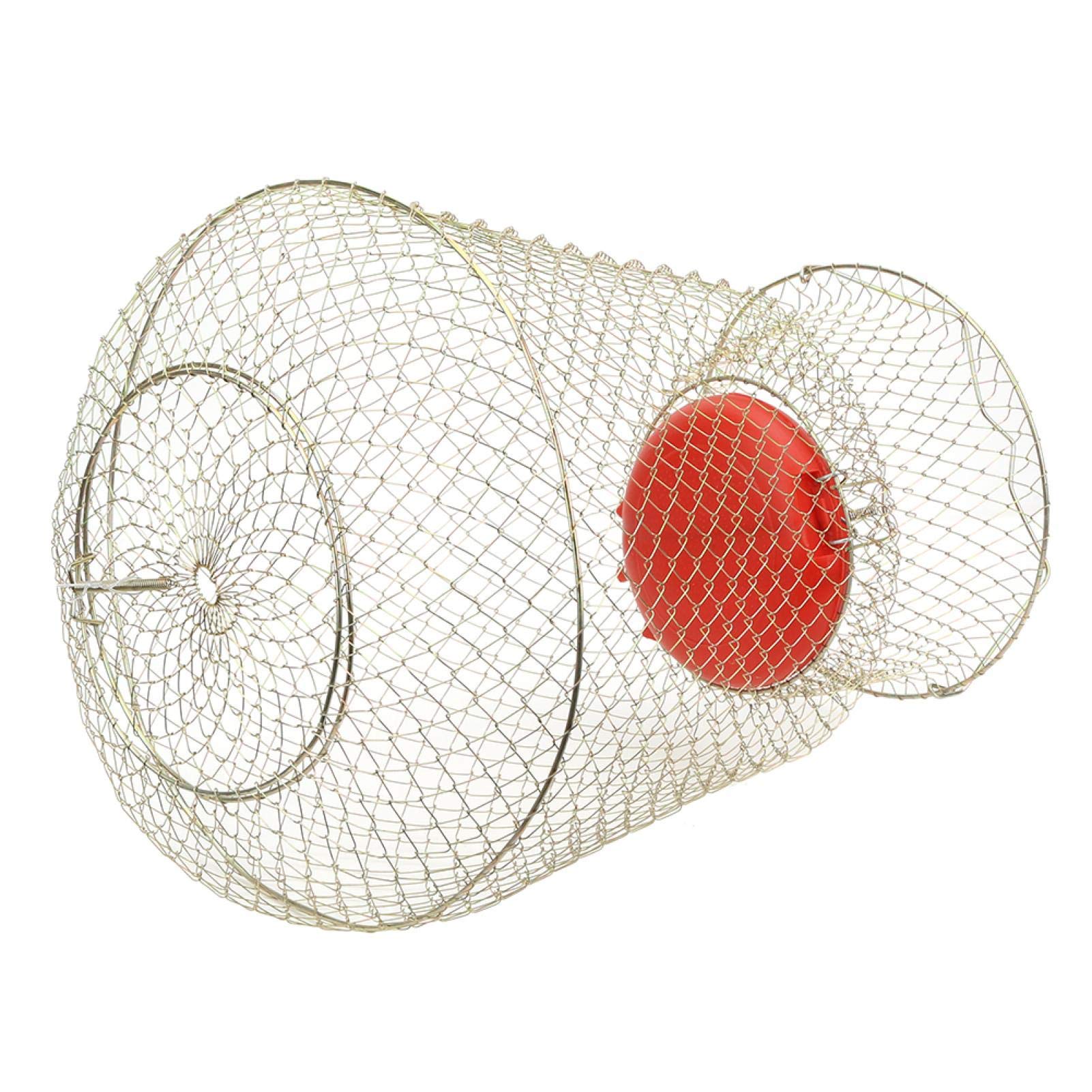Jaula de Red Plegable de Acero Inoxidable Redonda PortáTil para Peces Camarones Robusta Y FáCil de Usar Trampa de Pesca Cangrejo Jaula de Red para Pesca con Cuenco Flotante