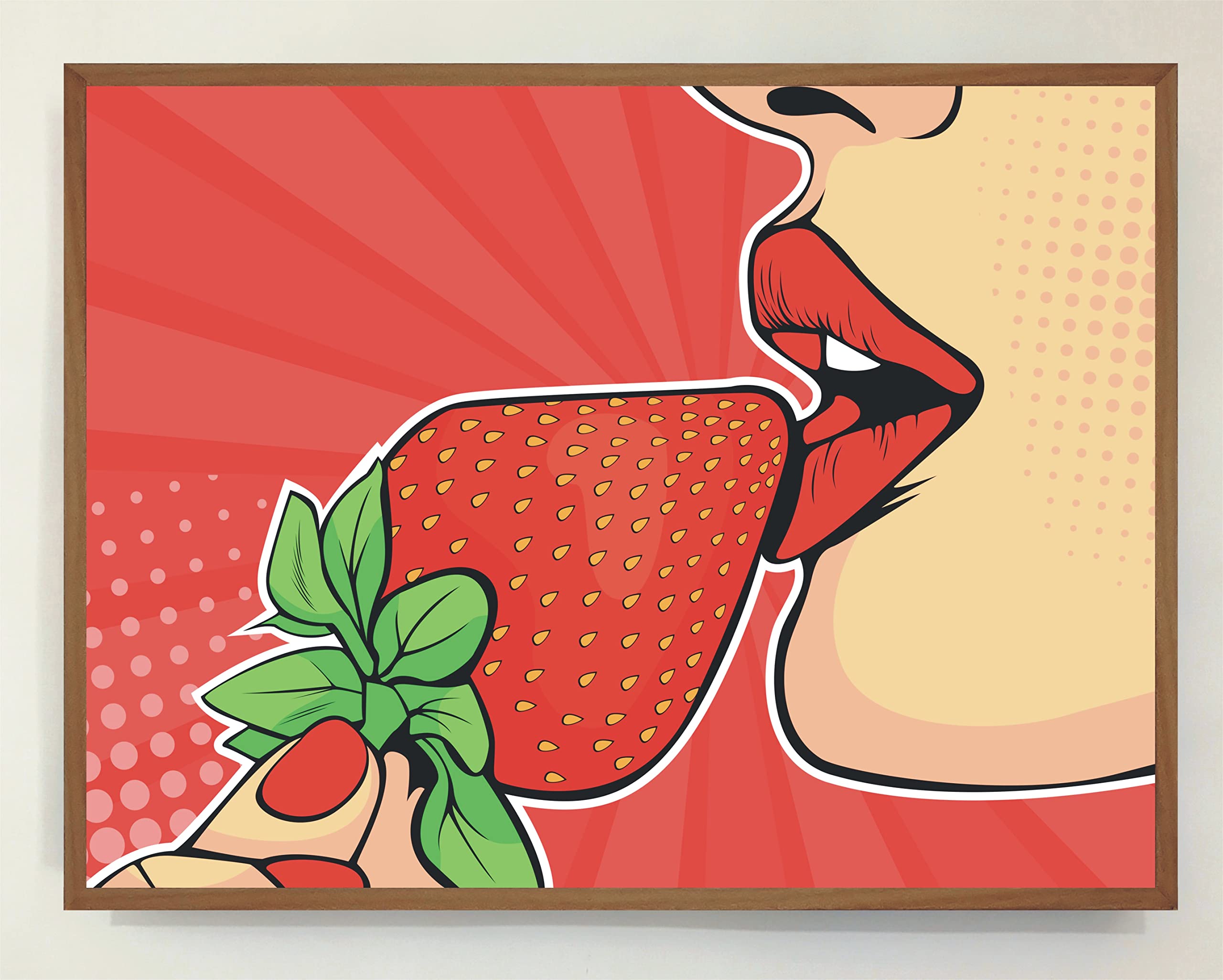 Cuadro con Marco Madera Iluminado con Luz Leds Pop Art: Labios de Mujer