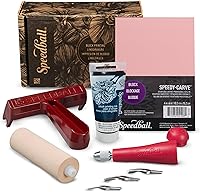Speedball 3471 Super Value Block Printing Starter Kit – Includes Ink, Brayer, Lino Handle and Cutters, Speedy-Carve