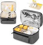 BAFASO Breast Pump Bag with a Waterproof Pad, Gray | Compatible with Medela Pump in Style and Extra Parts, Double Layer Design with Detachable Dividers