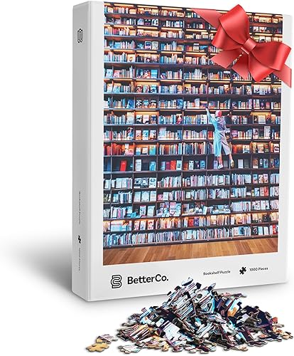 Rompecabezas de biblioteca de estantería de 1000 piezas - Rompecabezas difíciles de 1000 piezas - Desafíate con rompecabezas de libros de 1000