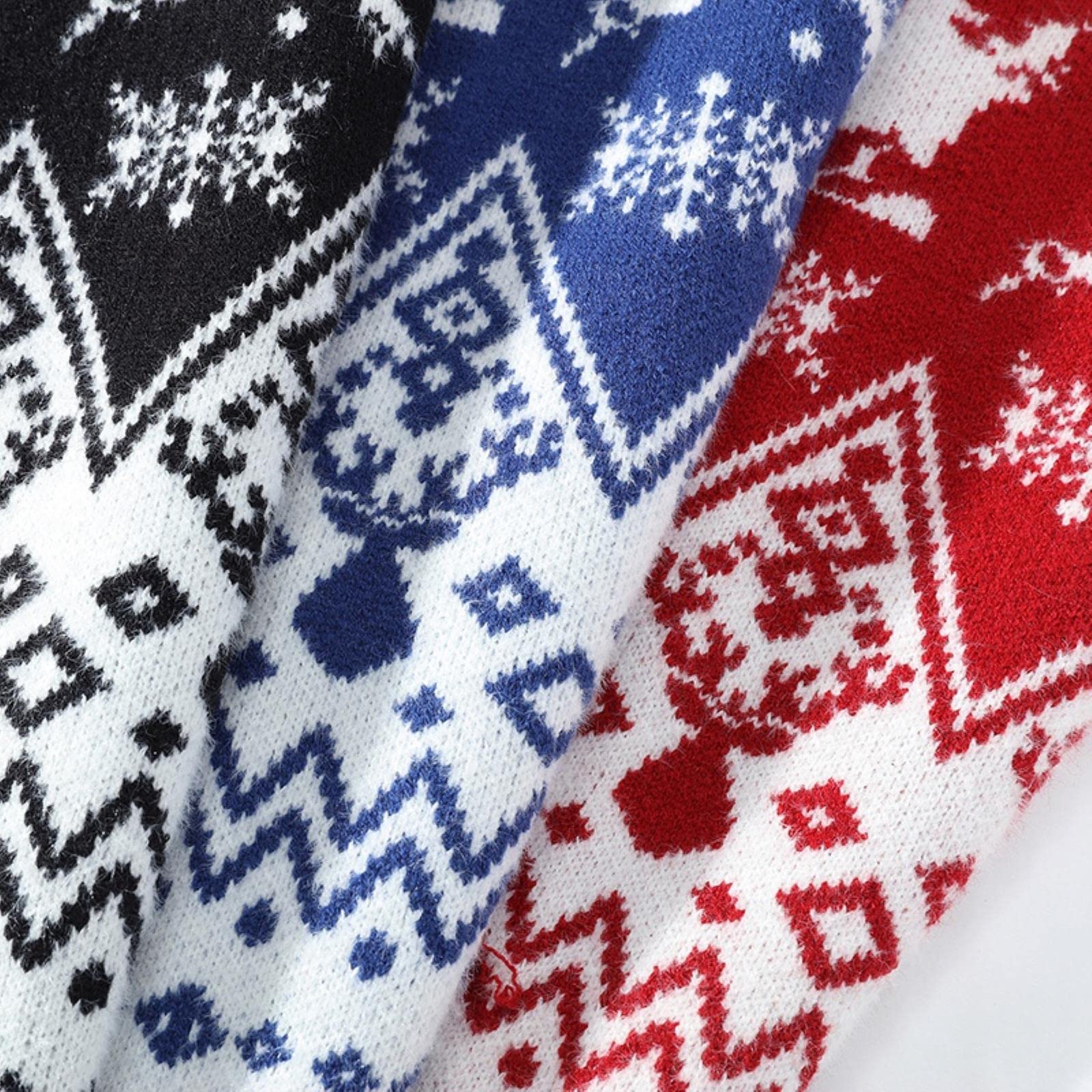 Suéter de Invierno para Hombre, suéter de Navidad de Año Nuevo, suéter de Punto de Lana de Cuello Redondo Suelto de Reno, suéter cálido para Hombre, suéteres para Parejas