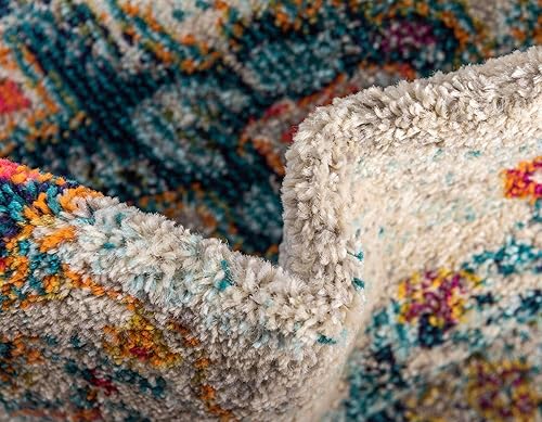 Miniatura 7 de Unique Loom Penrose Collection - Alfombra Alexis (8 pies, cuadrada, marfilazul)