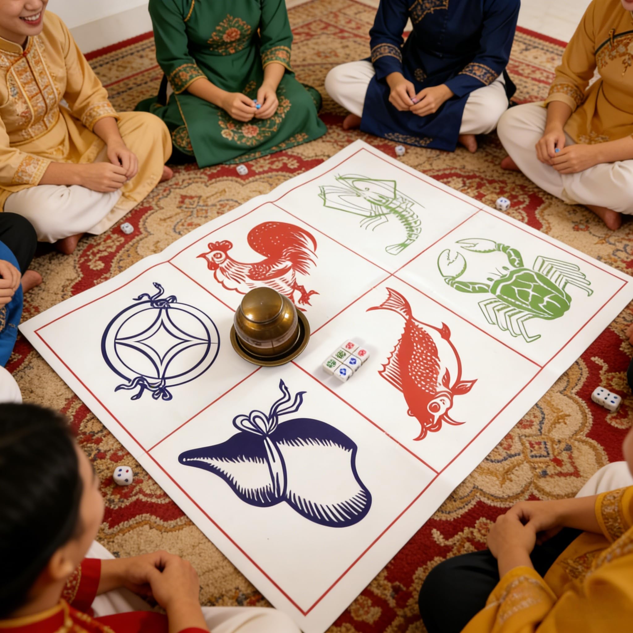 KYMY Vietnamese New Year Party Supplies – Traditional Bầu Cua Tôm Cá Party Decor for Tết Việt Nam 2026, Spring Festival Gourd Crab Shrimp Fish Party