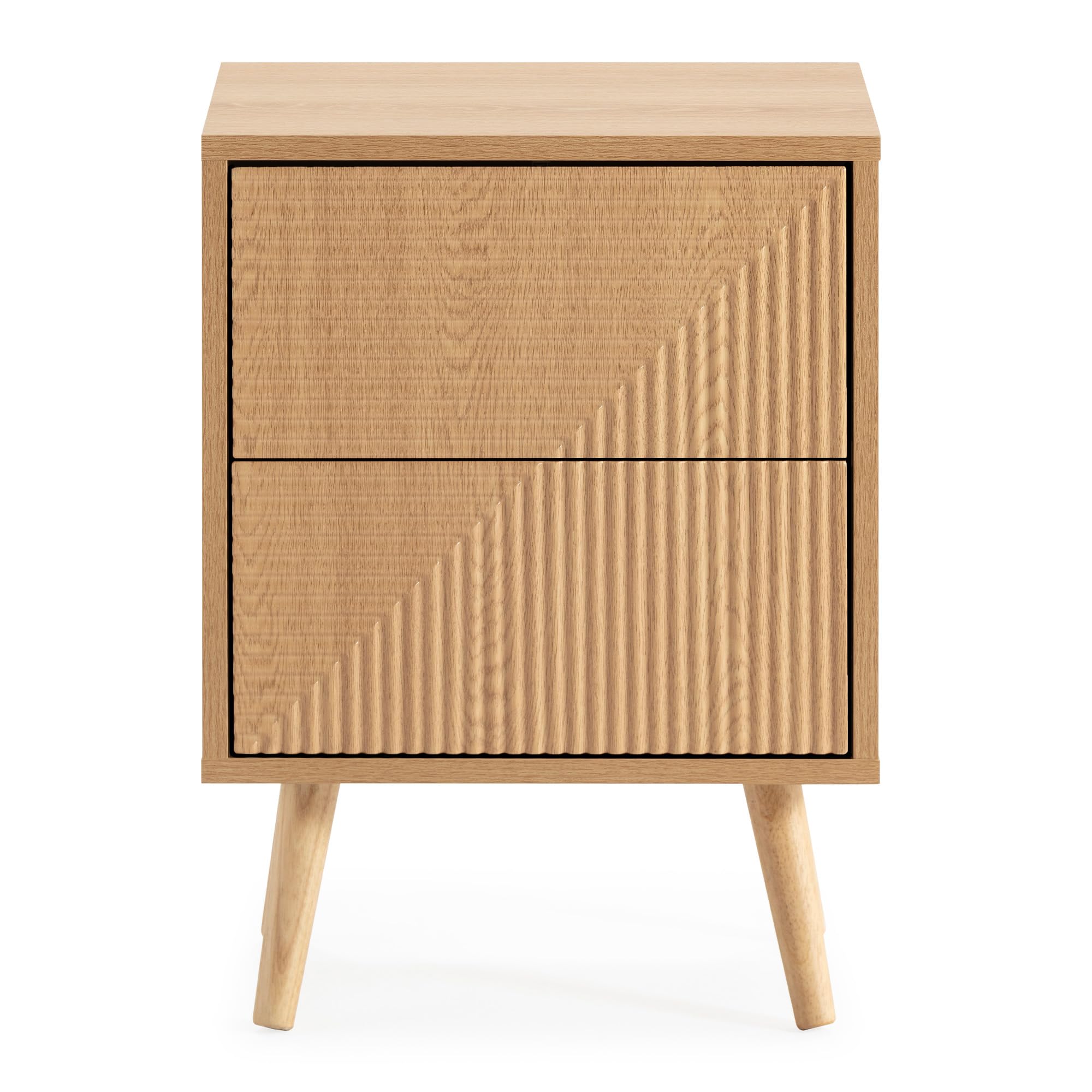 HOMN LIVING Mesita de Noche Telmo 2 cajones Color Roble, 40 cm (Ancho) 30 cm (Profundo) 55 cm (Altura)