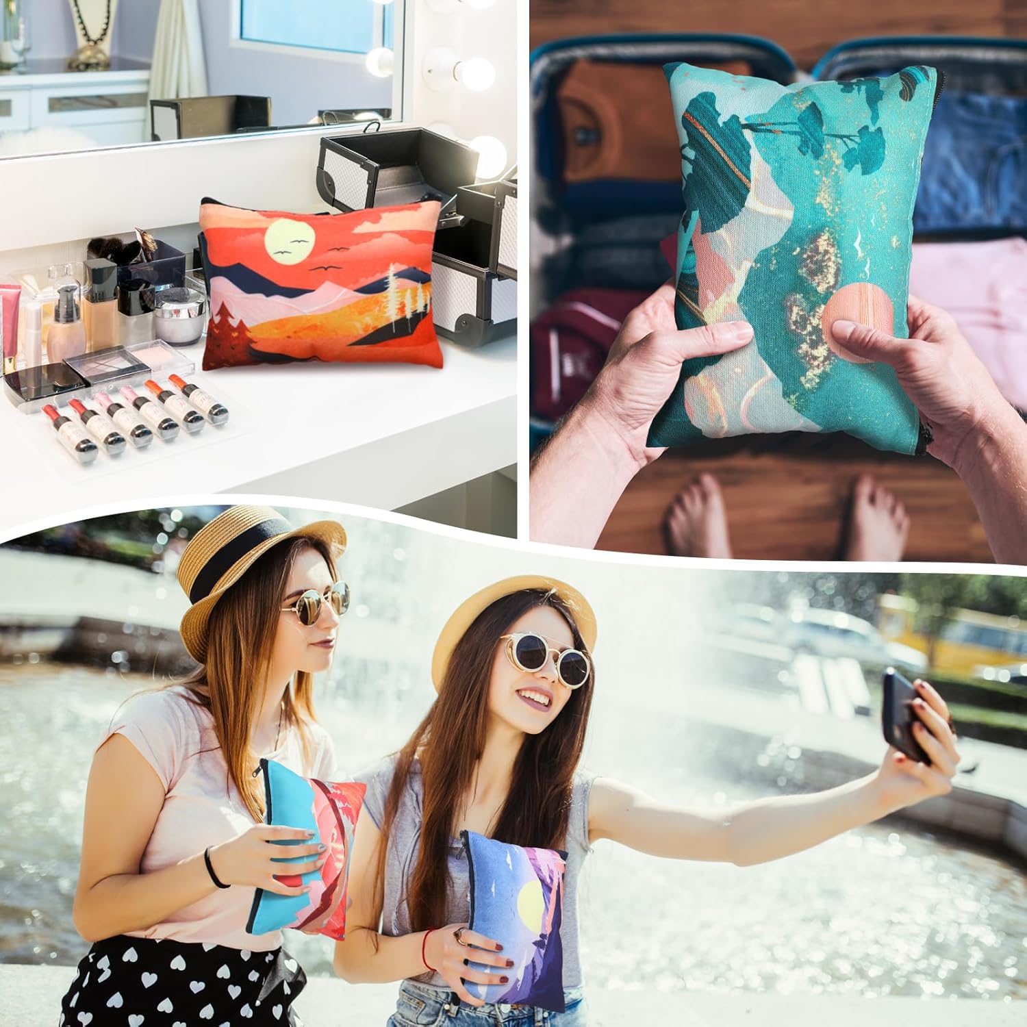 Sweetude 12 Pcs Mountain Makeup Bag Bulk Colorado Gifts Portable Travel Cosmetic Bags with Zipper Waterproof Portable Roomy Travel Beauty Toiletry Organizer Storage Pouch for Women (Mountain) - Image 5